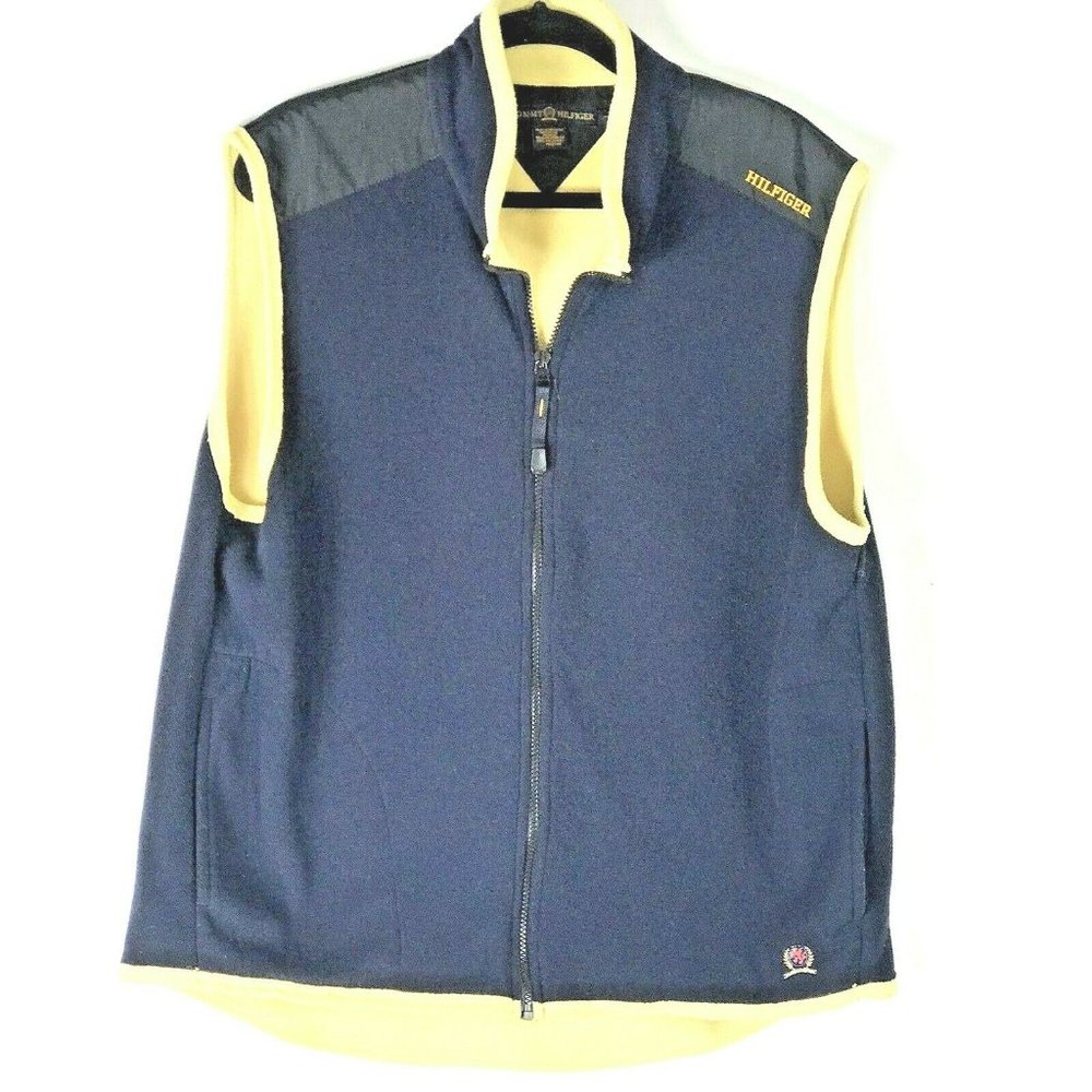 Tommy Hilfiger Vest Full Zip Navy High Low Fleece